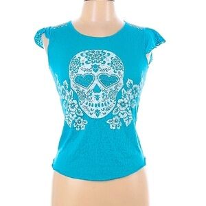 Takara skull embellished burn out cotton cap seeker T-shirt large girls